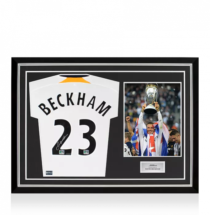 David Beckham Back Signed LA Galaxy 2007-08 Home Shirt In Hero Frame: Option 1