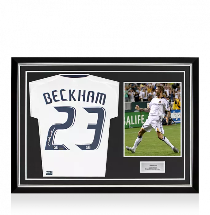 David Beckham Back Signed LA Galaxy 2008-09 Home Shirt In Hero Frame: Option 1