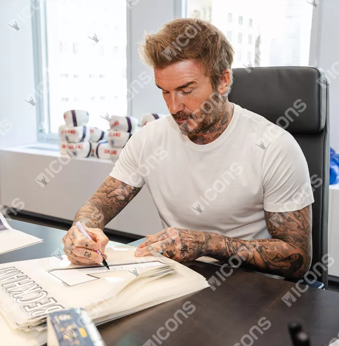 David Beckham Back Signed Manchester United 1999 Home Shirt With Fan Style Number In Hero Frame: Option 1