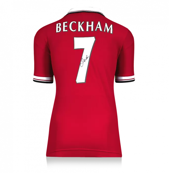 David Beckham Back Signed Manchester United 1999 Home Shirt With Fan Style Numbers In Hero Frame: Option 1