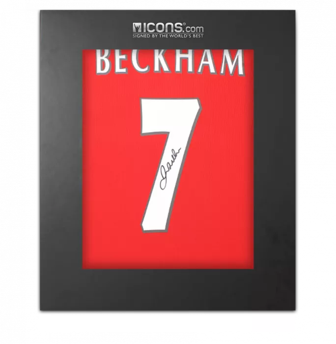David Beckham Back Signed Manchester United 1999 Home Shirt With Fan Style Number In Deluxe Packaging