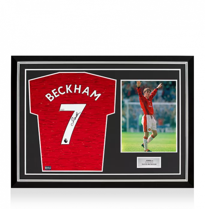 David Beckham Back Signed Manchester United 2020-21 Home Shirt In Hero Frame: Option 1