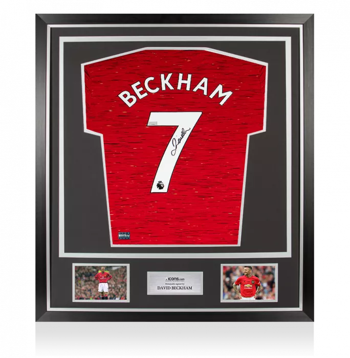 David Beckham Back Signed Manchester United 2020-21 Home Shirt In Classic Frame