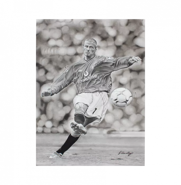 David Beckham Back Signed Manchester United 2022-23 Home Shirt With Fan Style Number And Original Artwork In Hero Frame: Limited Edition 1/1