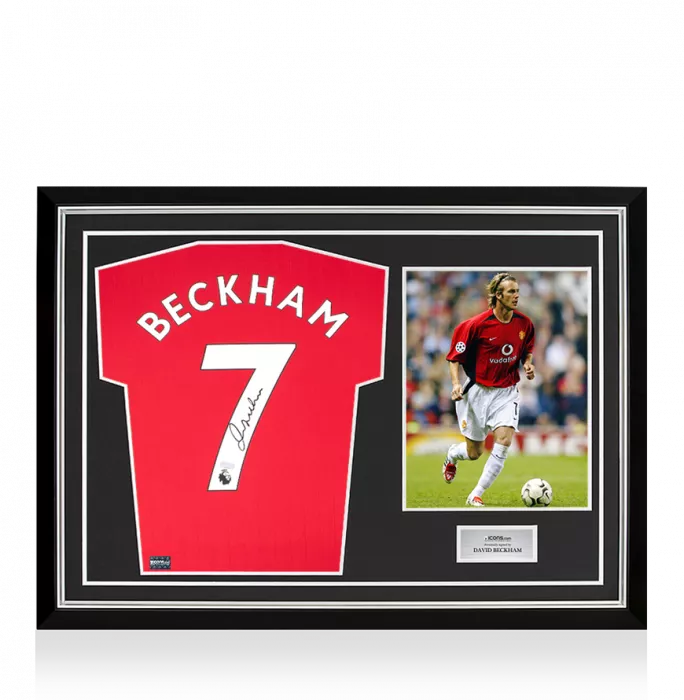 David Beckham Back Signed Manchester United 2022-23 Home Shirt In Hero Frame: Option 1