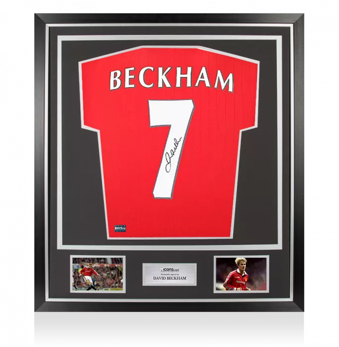 David Beckham Back Signed Manchester United 2022-23 Home Shirt with Fan Style Number In Classic Frame