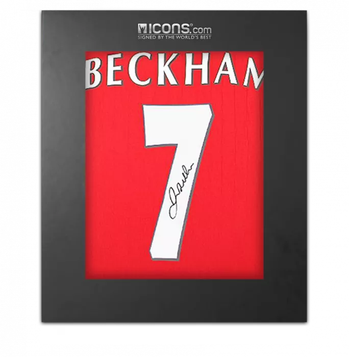 David Beckham Back Signed Manchester United 2022-23 Home Shirt with Fan Style Number In Deluxe Packaging
