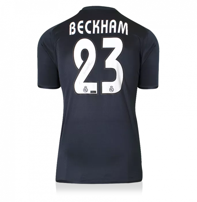 David Beckham Back Signed Real Madrid 2003-04 Away Shirt In Hero Frame: Option 1
