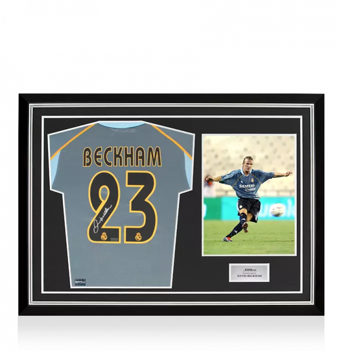 David Beckham Back Signed Real Madrid 2003-04 Third Shirt In Hero Frame: Option 1