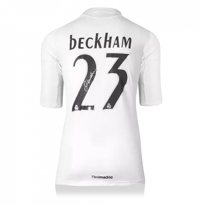 David Beckham Back Signed Real Madrid 2005-06 Home Shirt In Hero Frame: Option 1