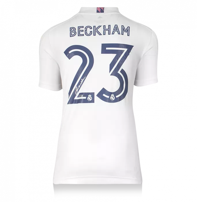David Beckham Back Signed Real Madrid 2020-21 Home Shirt In Hero Frame: Option 1