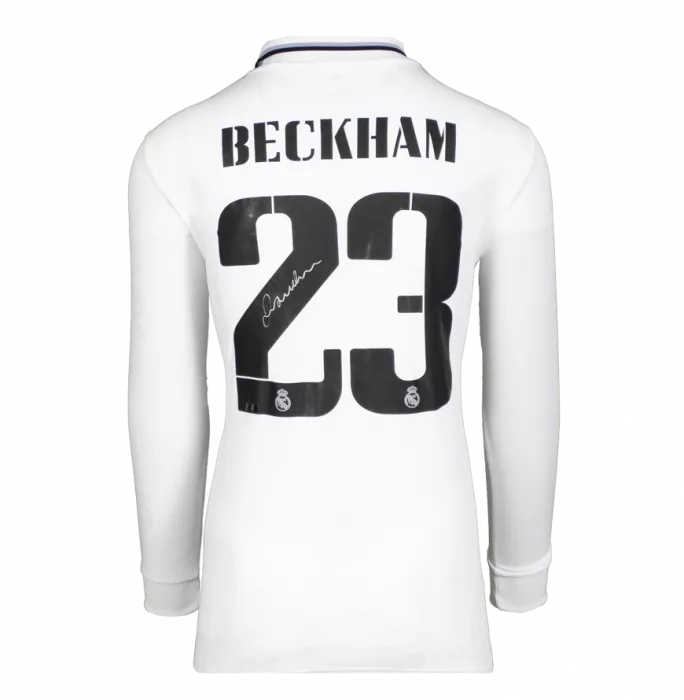 David Beckham Back Signed Real Madrid 2022-23 Home Shirt In Classic Frame