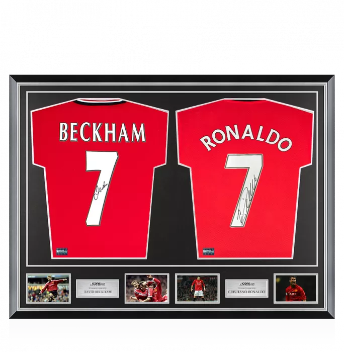 David Beckham & Cristiano Ronaldo Signed Manchester United Shirts In Classic Dual Frame