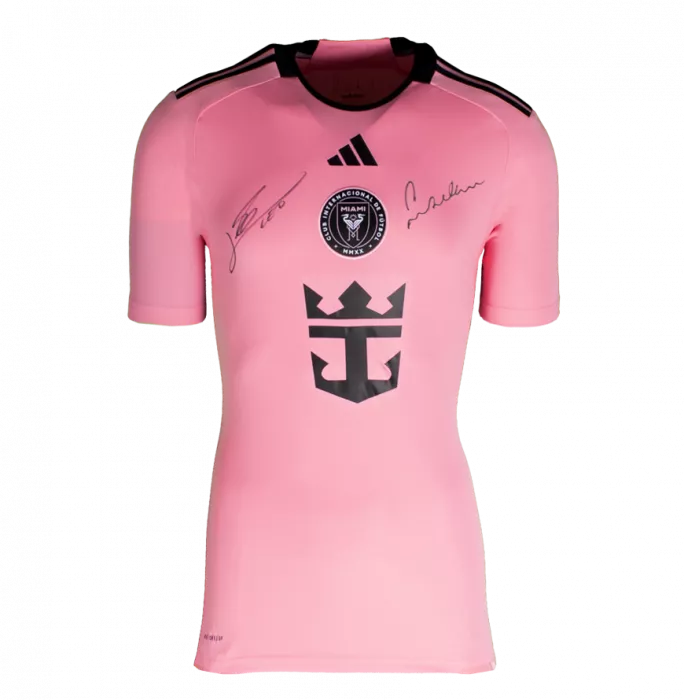 David Beckham & Lionel Messi Dual Front Signed Inter Miami CF 2024-25 Home Shirt In Hero Frame: Option 1