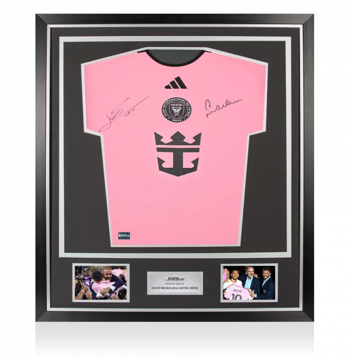 David Beckham & Lionel Messi Dual Front Signed Inter Miami CF 2024-25 Home Shirt In Classic Frame