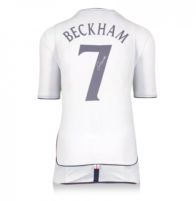 David Beckham Official 2002 FIFA World Cup™ Back Signed And Hero Framed England 2002 Home Shirt