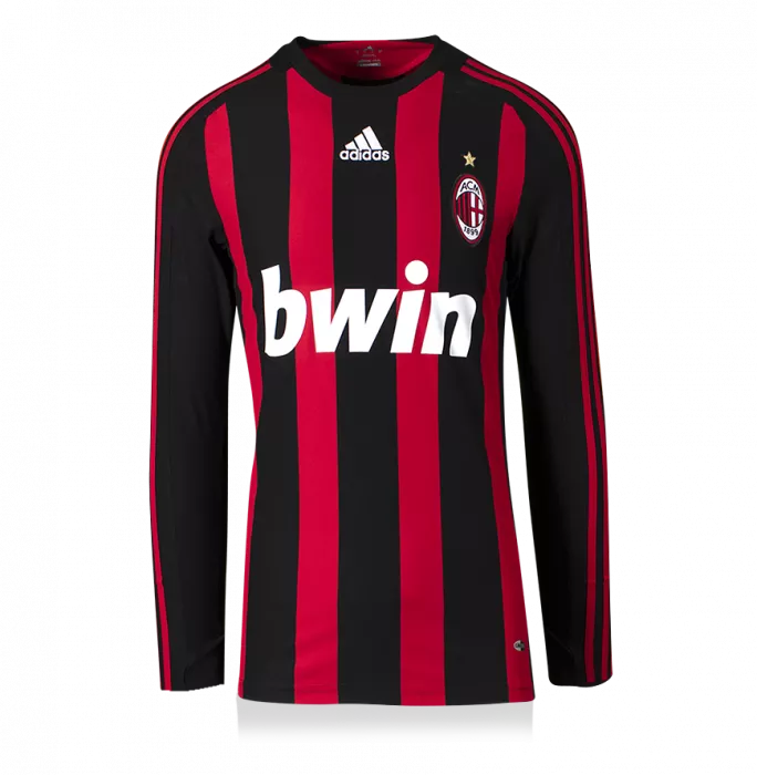 David Beckham Official AC Milan Back Signed And Framed 2008-09 Home Shirt With Long Sleeves