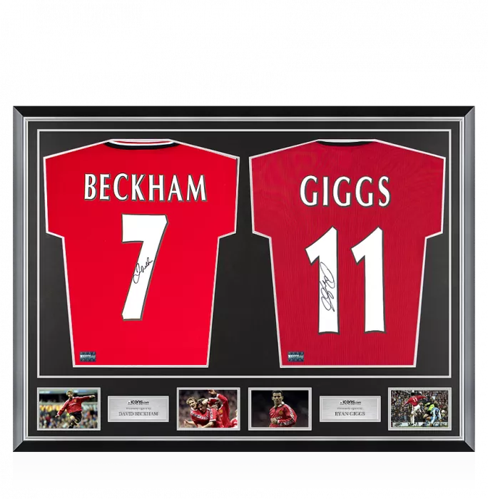 David Beckham & Ryan Giggs Signed Manchester United Shirts In Classic Dual Frame