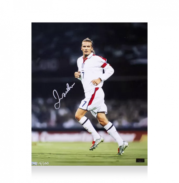 David Beckham Signed England Photo: Three Lions Legend