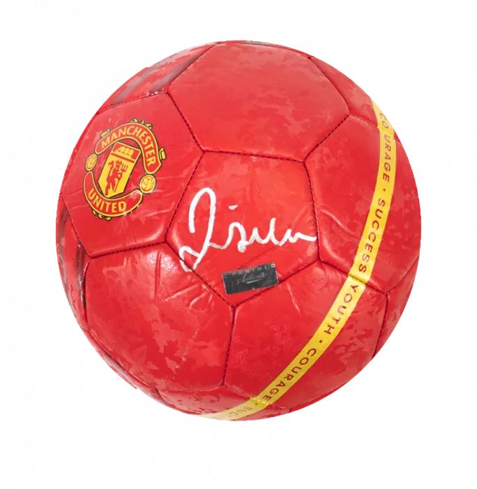 David Beckham Signed Manchester United Branded Football In Acrylic Case