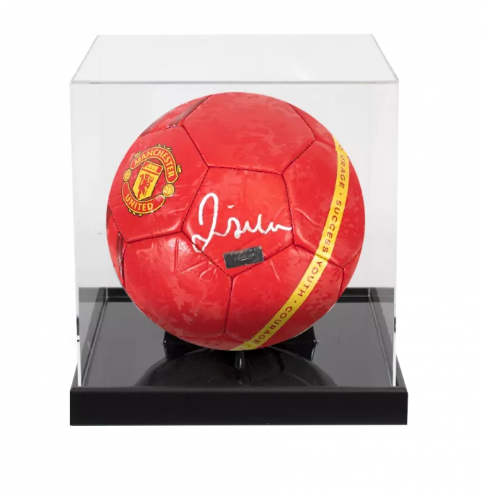 David Beckham Signed Manchester United Branded Football In Acrylic Case