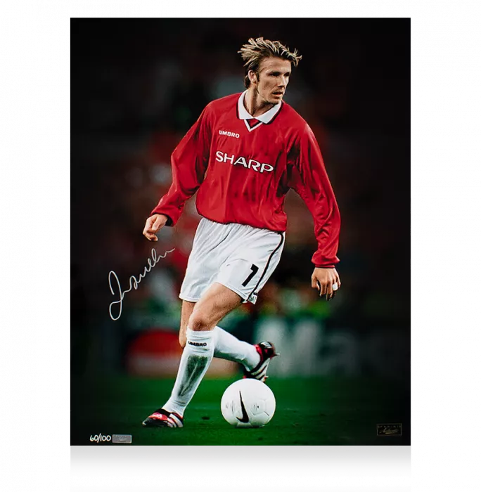 David Beckham Signed Manchester United Photo: 1999 UEFA Champions League Final