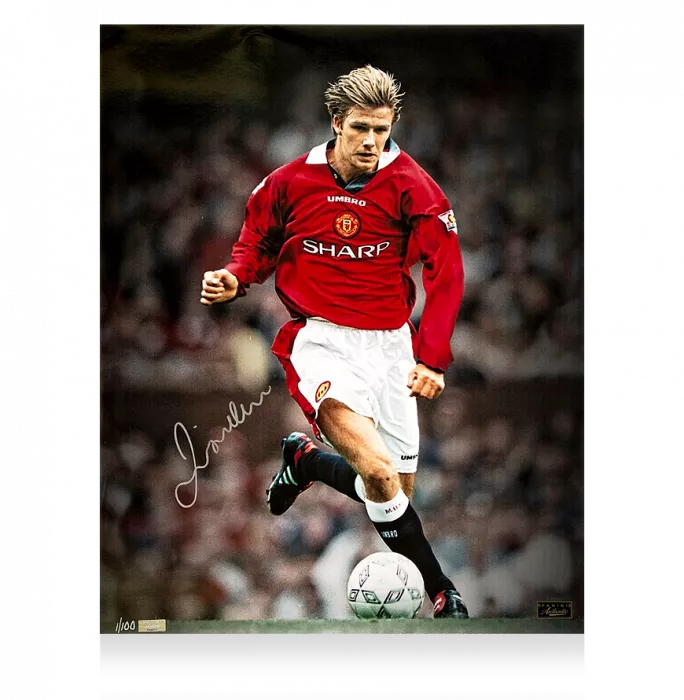 David Beckham Signed Manchester United Photo: Old Trafford Legend