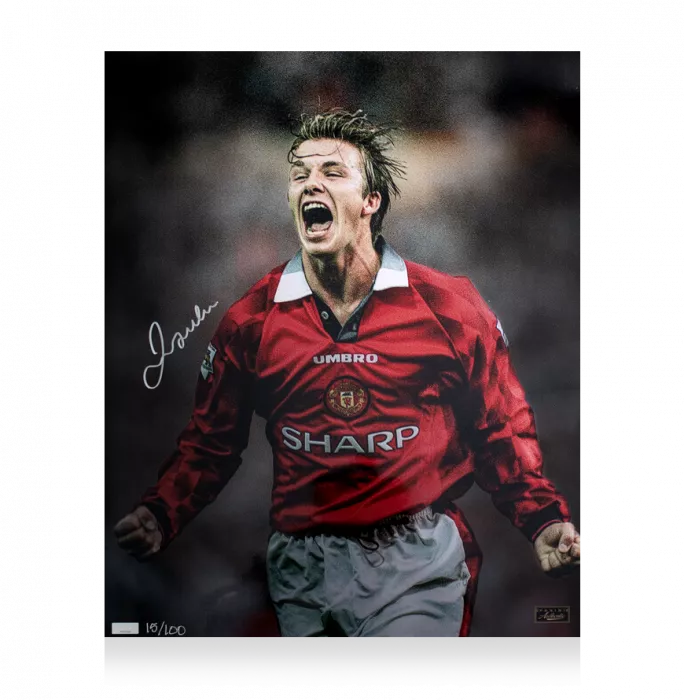 David Beckham Signed Manchester United 'Roar' Photo