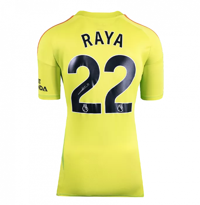David Raya Back Signed Arsenal 2024-25 Home Goalkeeper Shirt In Deluxe Packaging