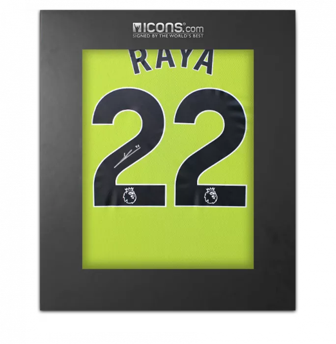 David Raya Back Signed Arsenal 2024-25 Home Goalkeeper Shirt In Deluxe Packaging