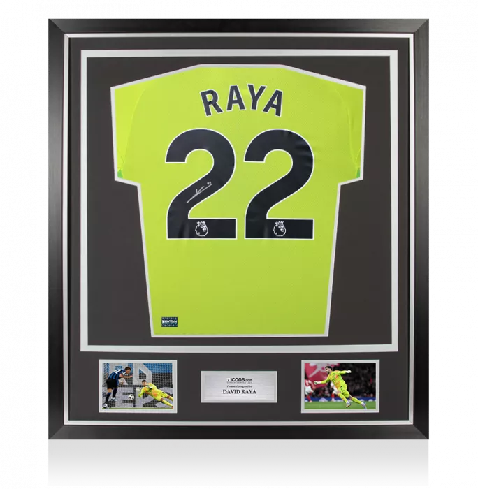 David Raya Back Signed Arsenal 2024-25 Home Goalkeeper Shirt In Classic Frame