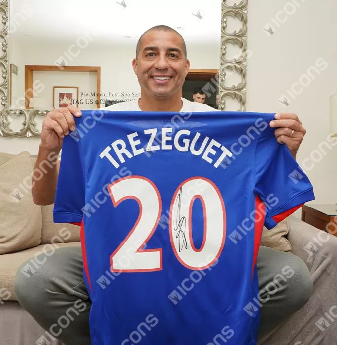 David Trezeguet Back Signed France 2024 Home Shirt In Classic Frame