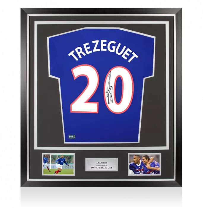David Trezeguet Back Signed France 2024 Home Shirt In Classic Frame