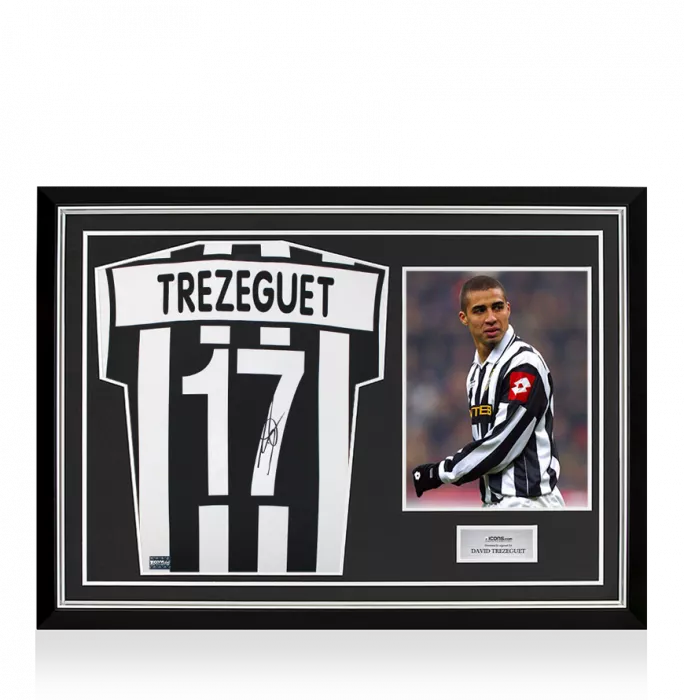 David Trezeguet Back Signed Juventus 2001-02 Home Shirt In Hero Frame: Option 1