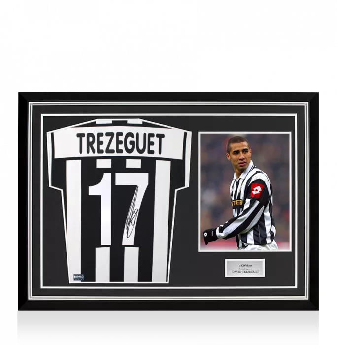 David Trezeguet Back Signed Juventus 2001-02 Home Shirt In Hero Frame: Option 1