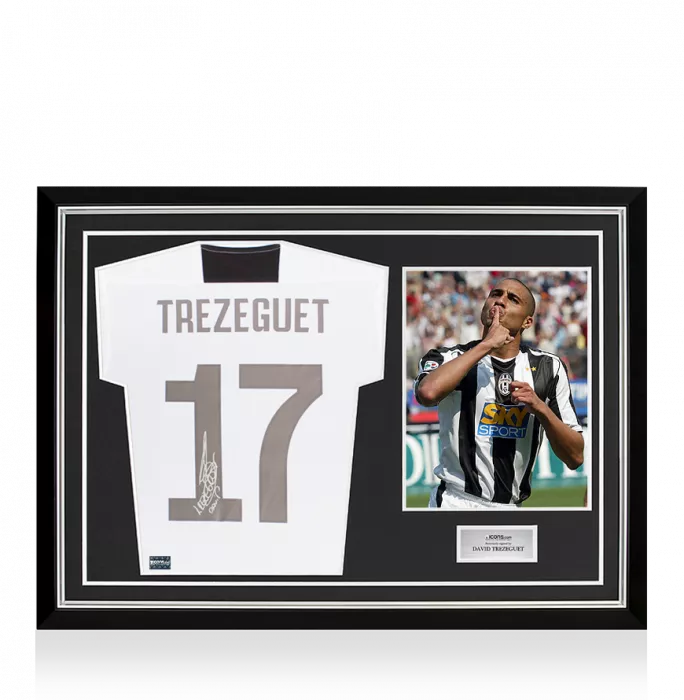 David Trezeguet Back Signed Juventus 2018-19 Home Shirt With Fan Style Numbers In Hero Frame: Option 1