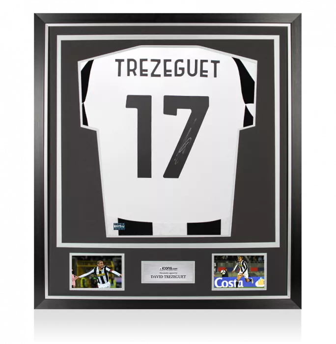 David Trezeguet Back Signed Juventus 2024-25 Home Shirt with Fan Style Numbers In Classic Frame