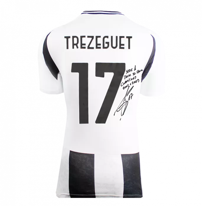 David Trezeguet Back Signed Juventus 2024-25 Home Shirt - Serie A Back To Back Champions 2002-2003 Inscription In Hero Frame: Option 1