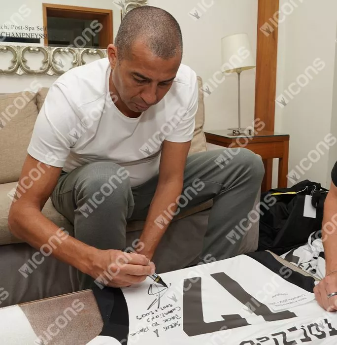 David Trezeguet Back Signed Juventus 2024-25 Home Shirt - Serie A Back To Back Champions 2002-2003 Inscription In Classic Frame