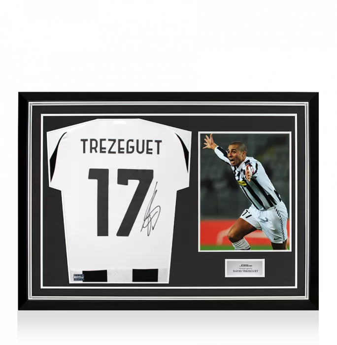 David Trezeguet Back Signed Juventus 2024-25 Home Shirt with Fan Style Numbers In Hero Frame: Option 1