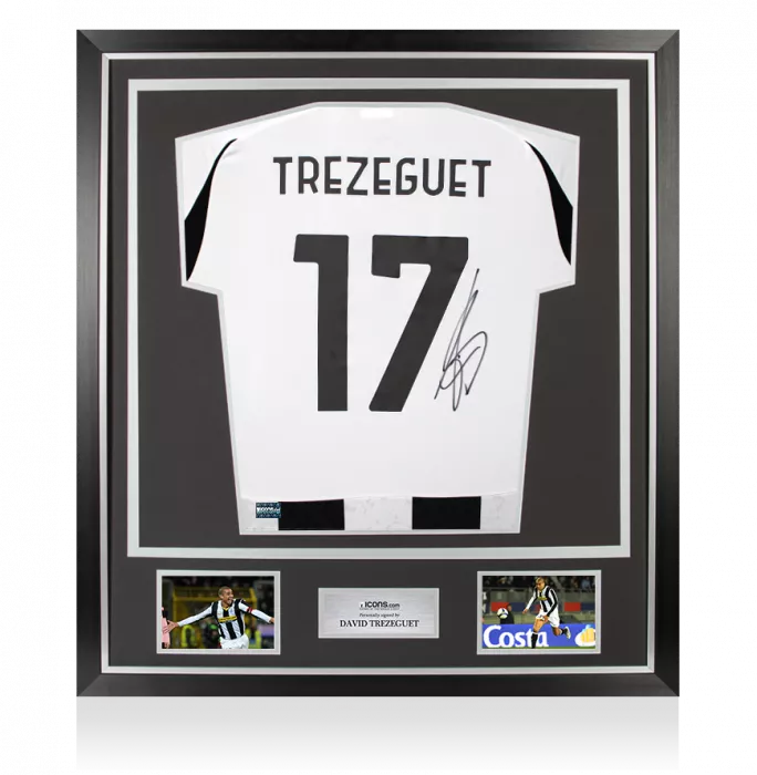 David Trezeguet Back Signed Juventus 2024-25 Home Shirt with Fan Style Numbers In Classic Frame