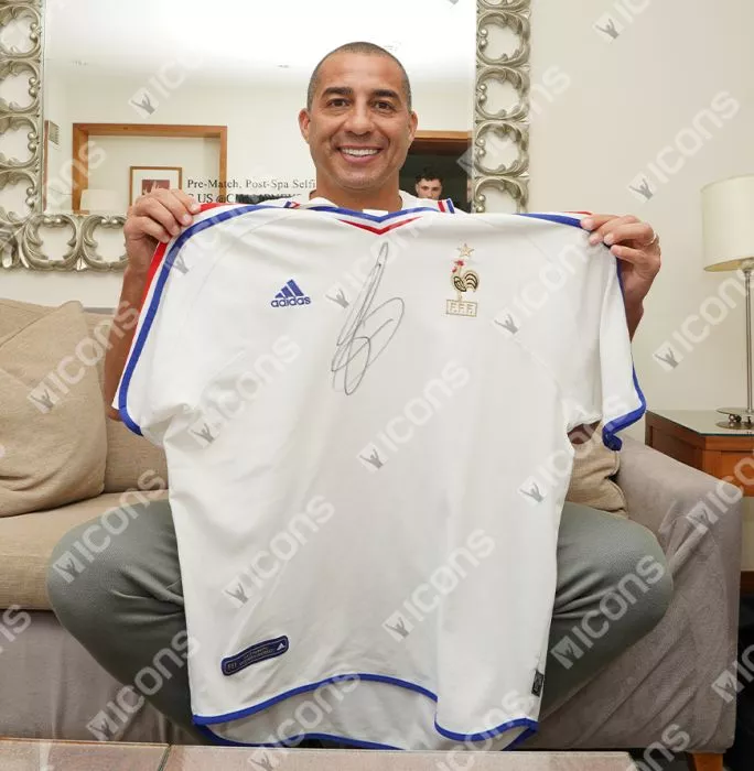 David Trezeguet Front Signed France 2000-02 Away Shirt In Hero Frame: Option 1