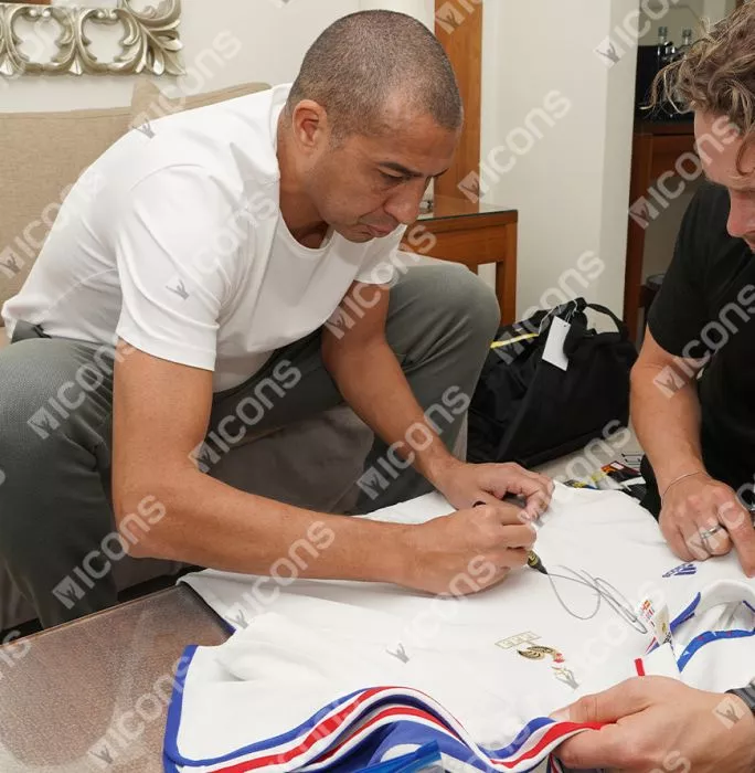 David Trezeguet Front Signed France 2000-02 Away Shirt In Hero Frame: Option 1