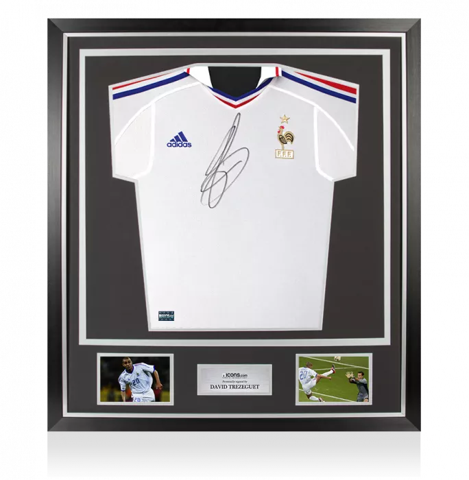 David Trezeguet Front Signed France 2000-02 Away Shirt In Classic Frame