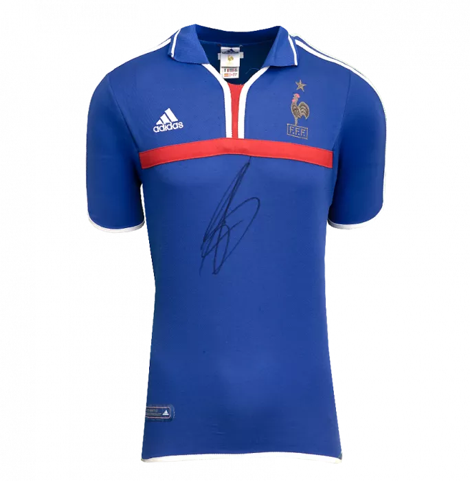 David Trezeguet Front Signed France 2000-02 Home Shirt In Classic Frame