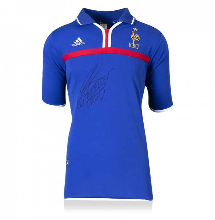 David Trezeguet Front Signed France 2000-02 Home Shirt In Classic Frame