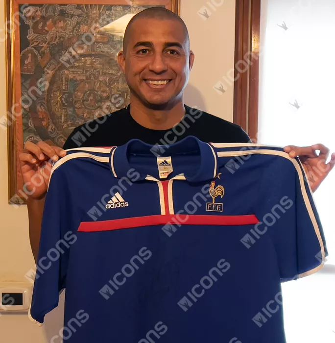 David Trezeguet Front Signed France 2000-02 Home Shirt In Hero Frame: Option 1