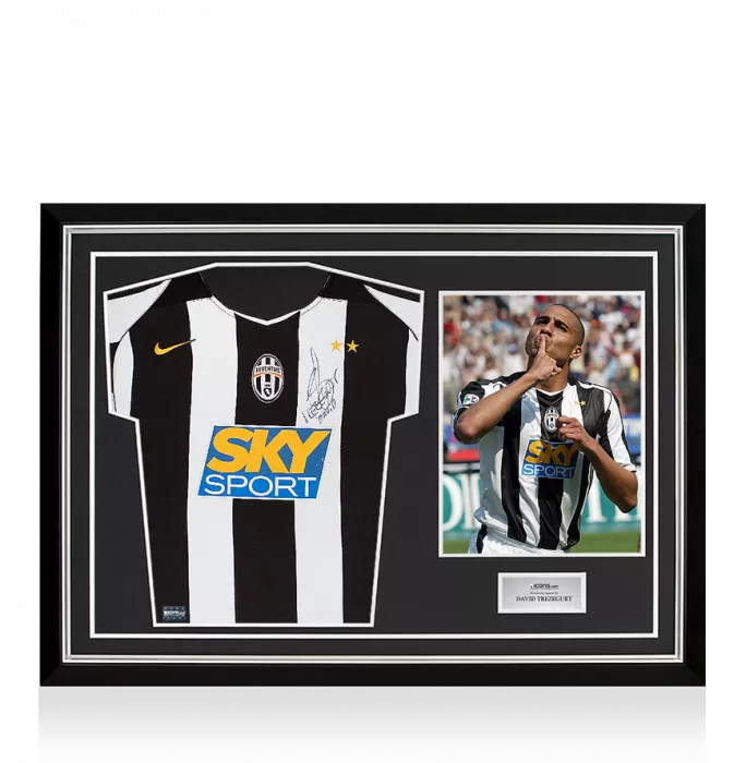 David Trezeguet Front Signed Juventus 2004-05 Home Shirt In Hero Frame: Option 1