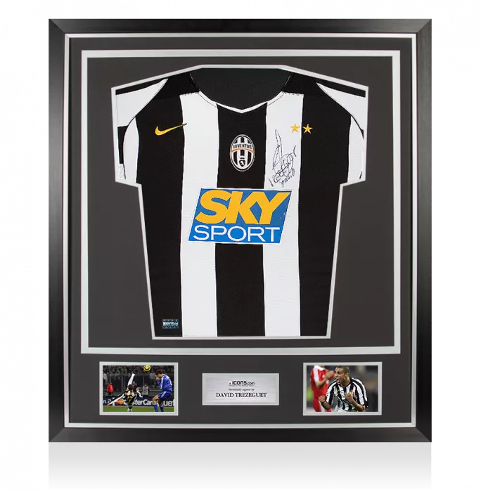 David Trezeguet Front Signed Juventus 2004-05 Home Shirt In Classic Frame