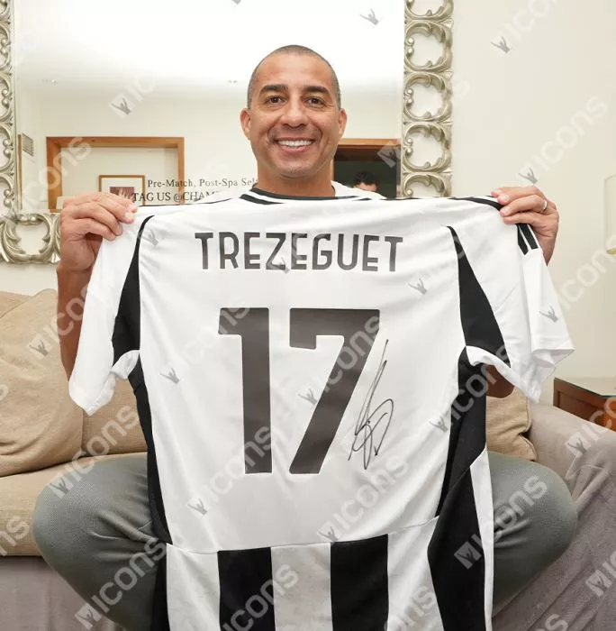 David Trezeguet Official UEFA Champions League Back Signed And Framed Juventus 2024-25 Home Shirt With Fan Style Numbers